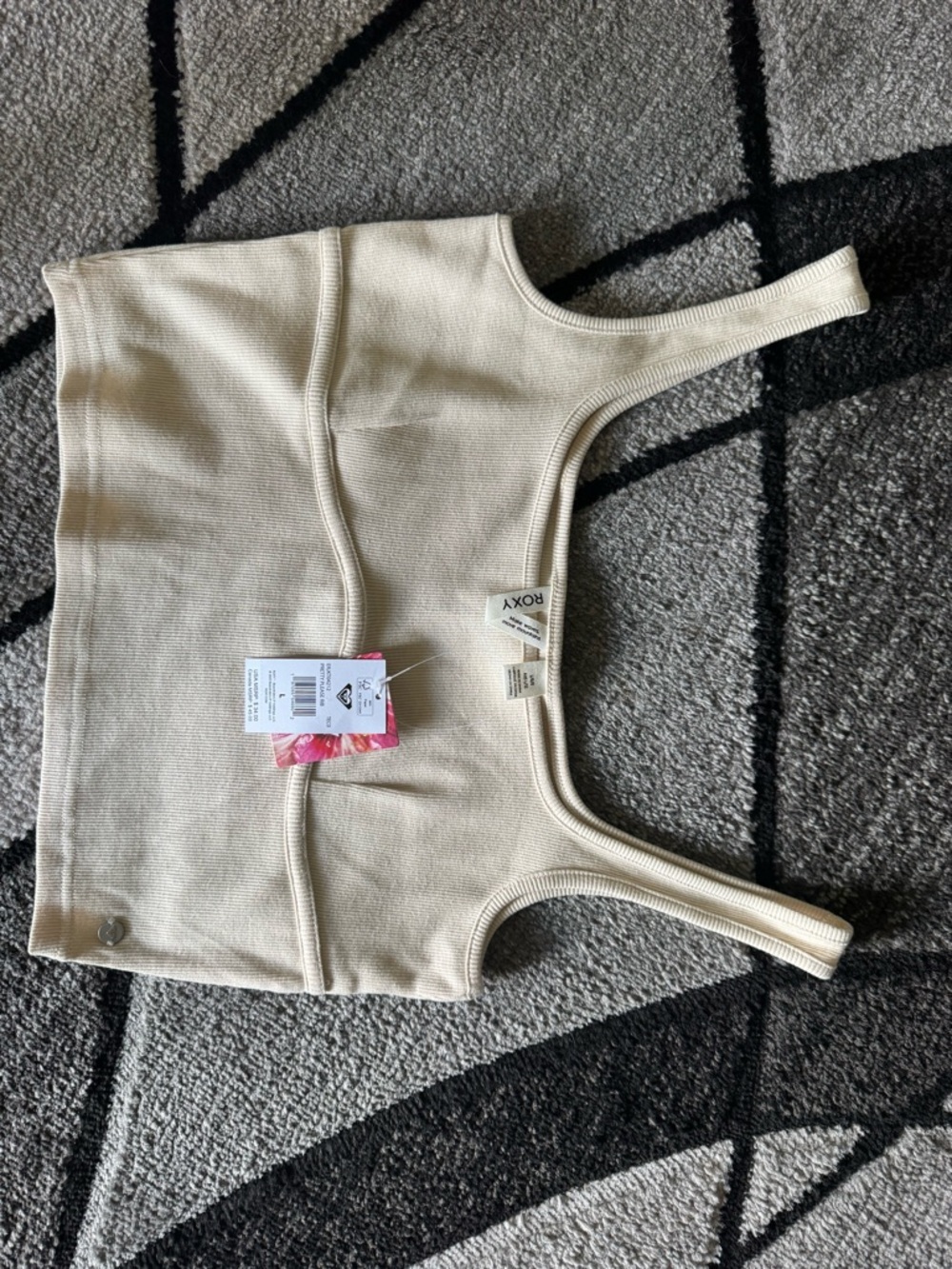 Roxy Cream Ribbed Crop Tank - Picture 6 of 6